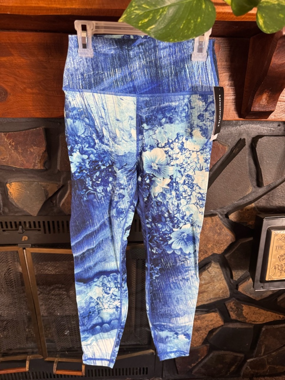 High-Rise Blue Floral Print Leggings